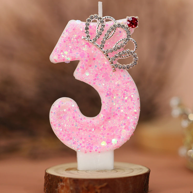 Resin Art Alphabet - เทียนตัวเลขเค้ก, เทียนวันเกิดสีชมพูเทียนสร้างสรรค์เจ้าหญิงมงกุฎสาวสุขสันต์วันเกิดตกแต่งงานปาร์ตี้