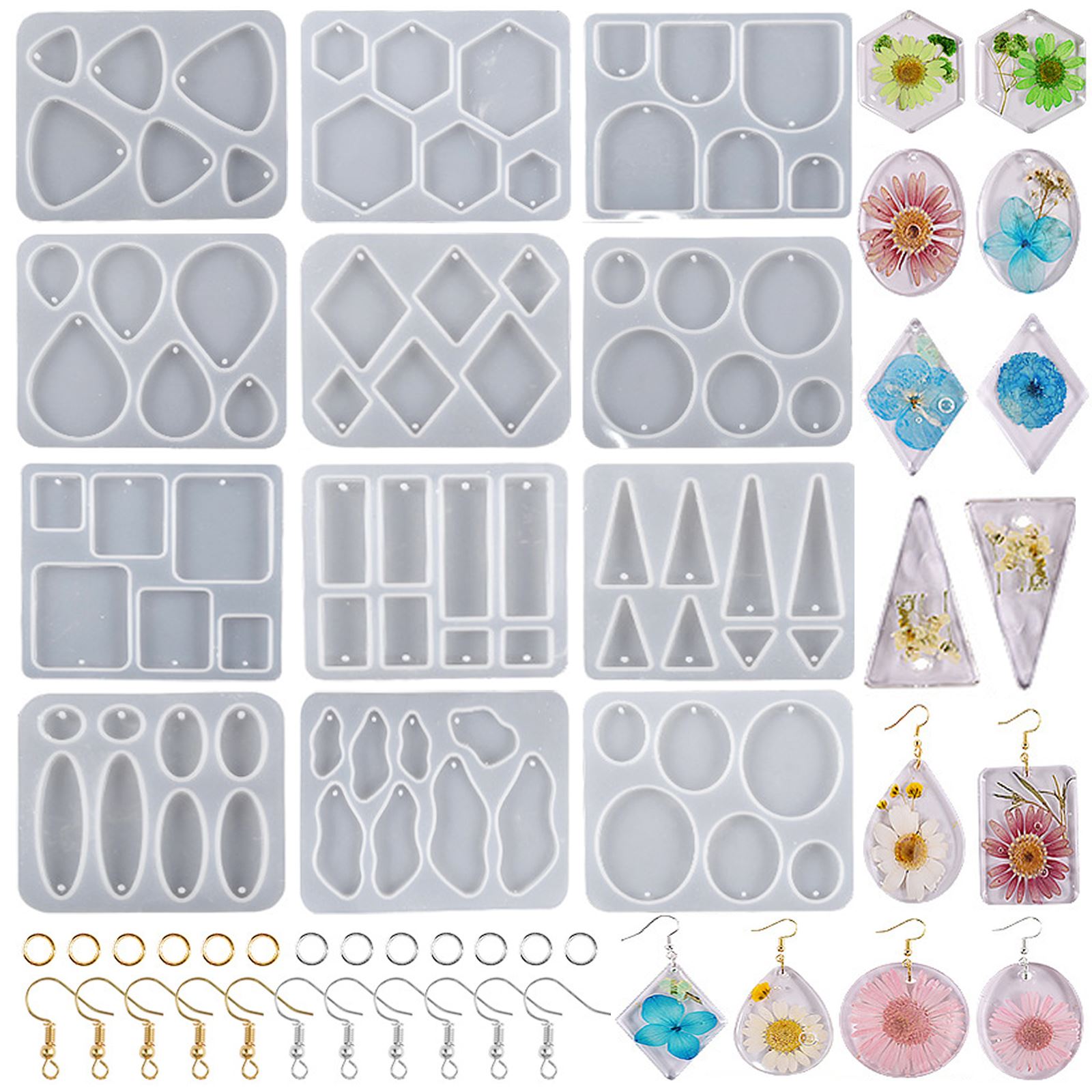 Resin Mixing Cup - เรขาคณิตต่างหูห้อยระย้าซิลิโคนแม่พิมพ์สำหรับอีพ็อกซี่เรซิ่น DIY ต่างหูพวงกุญแจสร้อยคอ Charms ซิลิโคนเรซินแม่พิมพ์เครื่องประดับทำ