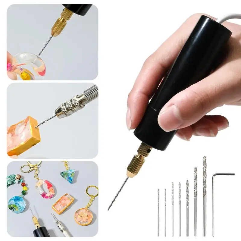 Resin Art Drill Machine - สว่านไฟฟ้าขนาดเล็กแบบพกพา DIY สว่านไฟฟ้าแบบ USB สำหรับงานเรซิ่นอีพ็อกซี่ ทำเครื่องประดับ