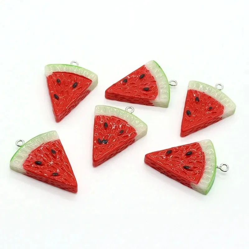 Resin Art Jewelry Kit - จี้เรซิ่นรูปแตงโมสามเหลี่ยมสองด้าน 10 ชิ้น จี้ผลไม้ขนาดเล็กสำหรับทำต่างหู DIY งานฝีมือทำเครื่องประดับ