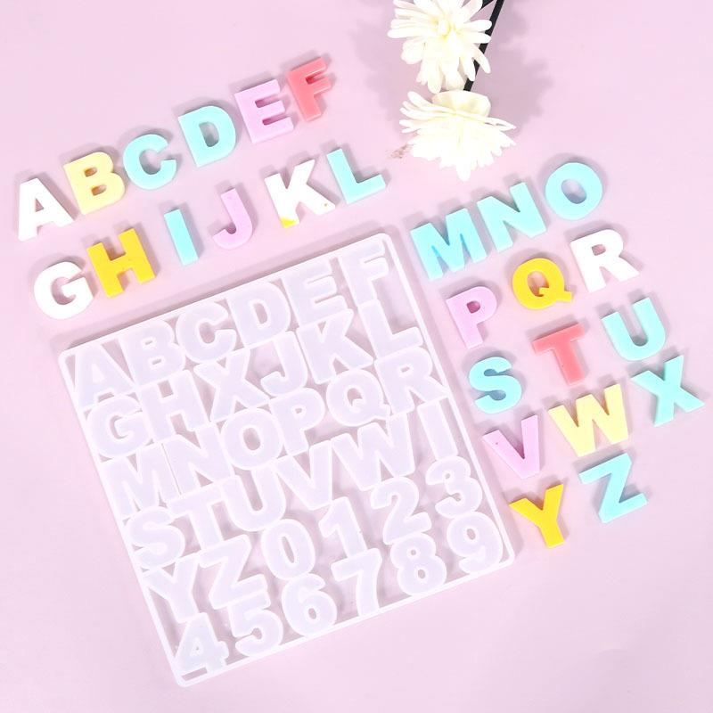 Resin Art Alphabet - ตัวอักษรอีพ็อกซี่เรซินแม่พิมพ์ซิลิโคนตัวอักษรแม่พิมพ์ DIY พวงกุญแจต่างหูจี้อีพ็อกซี่เรซิ่นเครื่องประดับหัตถกรรมแม่พิมพ์หล่อ