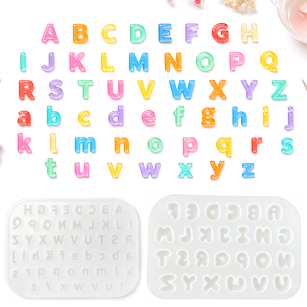 Resin Art Alphabet - แม่พิมพ์ซิลิโคนขนาดเล็ก S0321 สำหรับทำเรซิ่นอีพ็อกซี่คริสตัล DIY ตัวอักษรพิมพ์ใหญ่ พิมพ์เล็ก