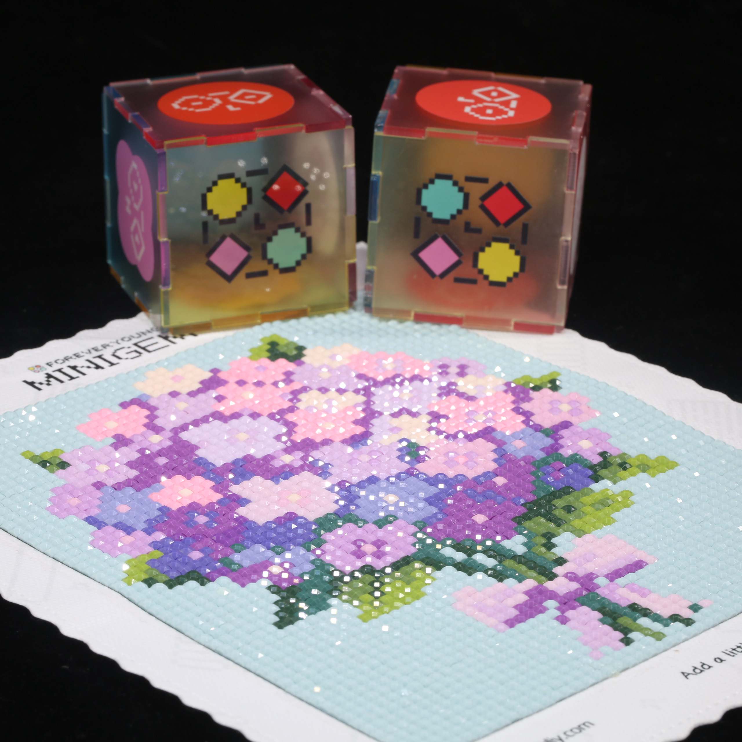Resin Art For Beginner - มินิเจม ® ชุดภาพวาดเพชร 5D ดอกไฮเดรนเยียสีม่วง, ดอกสว่านเรซินทรงสี่เหลี่ยมขนาด