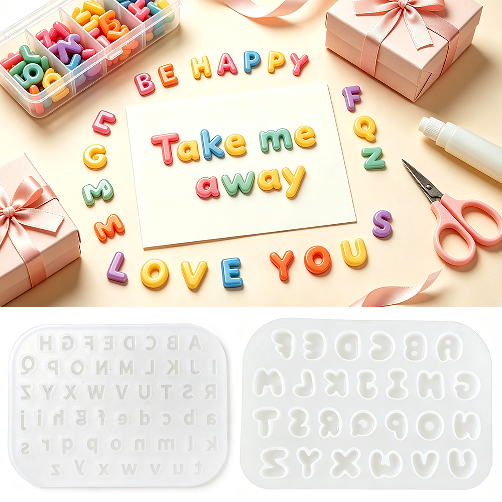 Resin Art Alphabet - แม่พิมพ์ซิลิโคนตัวอักษรภาษาอังกฤษขนาดเล็ก 26 ตัวใหม่ สำหรับทำเครื่องประดับ DIY ด้วยเรซินคริสตัลอีพ็อกซี่