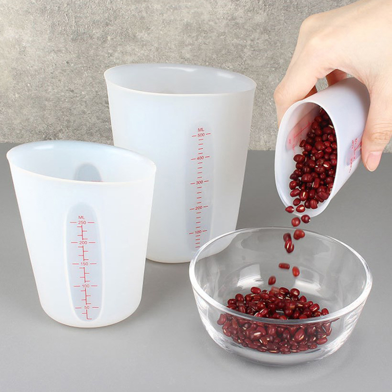 Resin Mixing Cup - ถ้วยตวงซิลิโคนขนาด125/250/500มล. พร้อมสเกลอุปกรณ์กาวผสมเรซินอีพ็อกซี่ปูนยิปซั่มแบบทำมือ