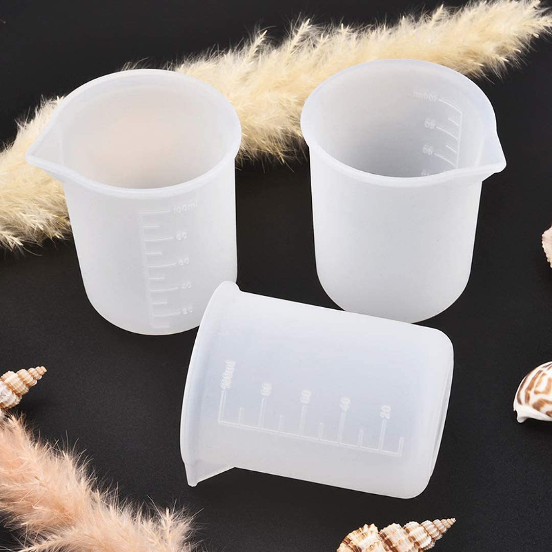 Resin Mixing Cup - ถ้วยตวงซิลิโคนเรซิ่นขนาด 100 มล. เทปใสพร้อมสเกล ทำความสะอาดง่าย ถ้วยแยกส่วน