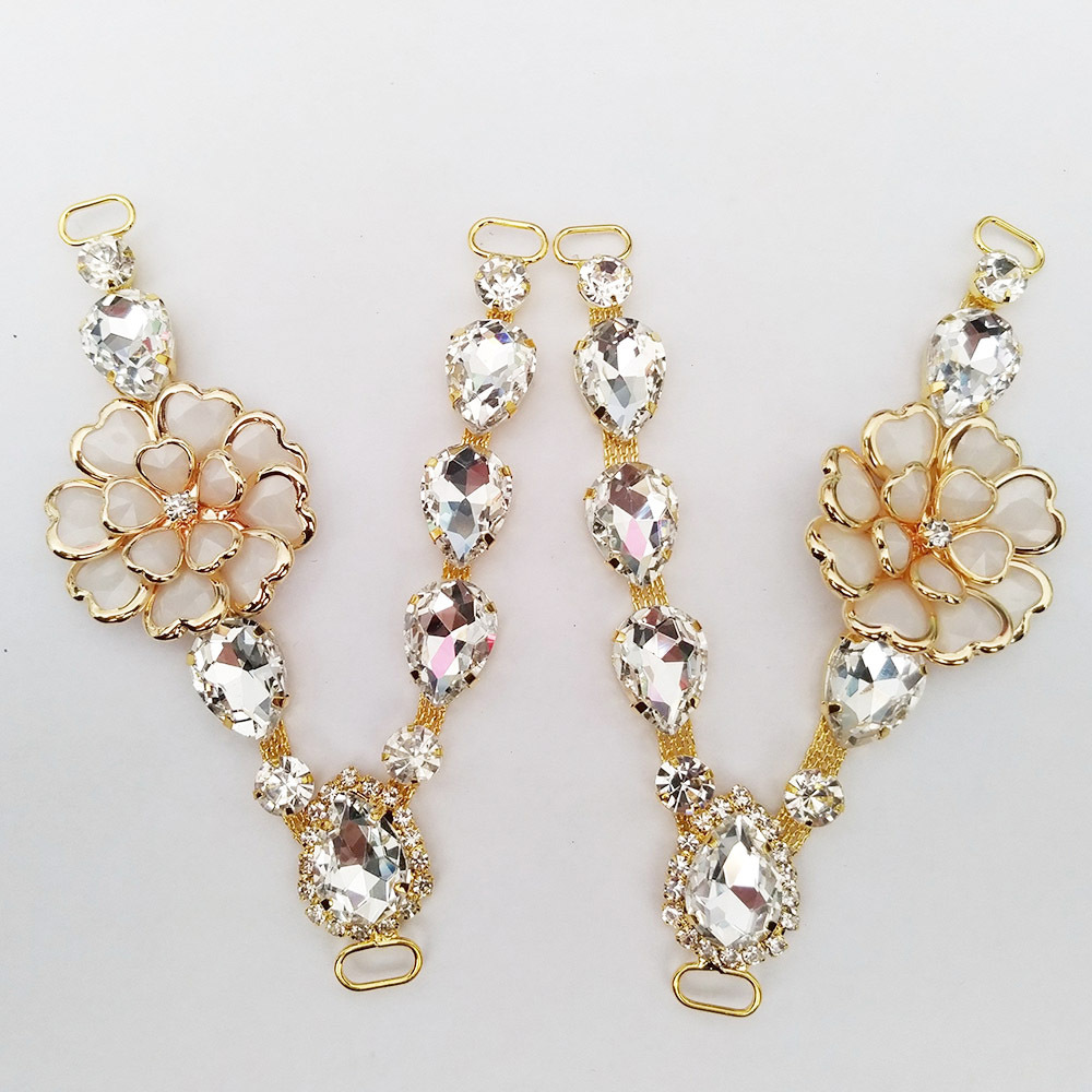 Resin Art Ring - 1 คู่ดอกไม้คริสตัล Rhinestone รองเท้า Footware หัวเข็มขัดบิกินี่