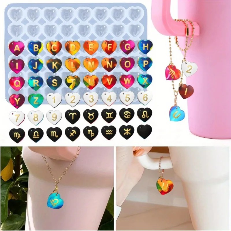 Resin Art Alphabet - 1 ชิ้น DIY แม่พิมพ์เรซินอีพ็อกซี่ตัวอักษรตัวเลขผีเสื้อกลุ่มดาวจี้เสน่ห์สร้อยข้อมือ
