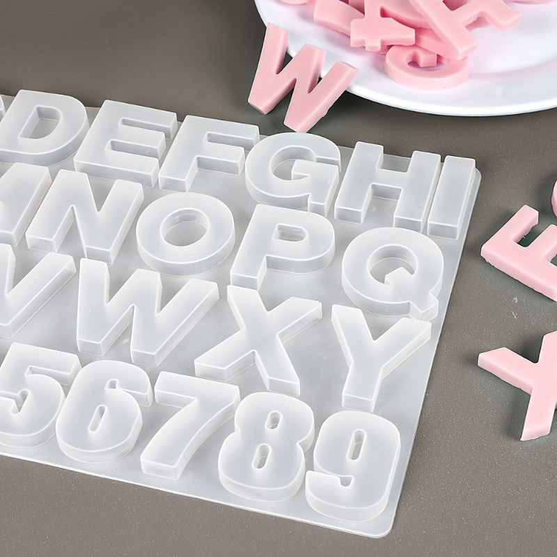 Resin Art Alphabet - แม่พิมพ์ซิลิโคนตัวอักษร A ถึง Z แม่พิมพ์ซิลิโคนตัวอักษรและตัวเลข แม่พิมพ์เรซิ่นอีพ็อกซี่