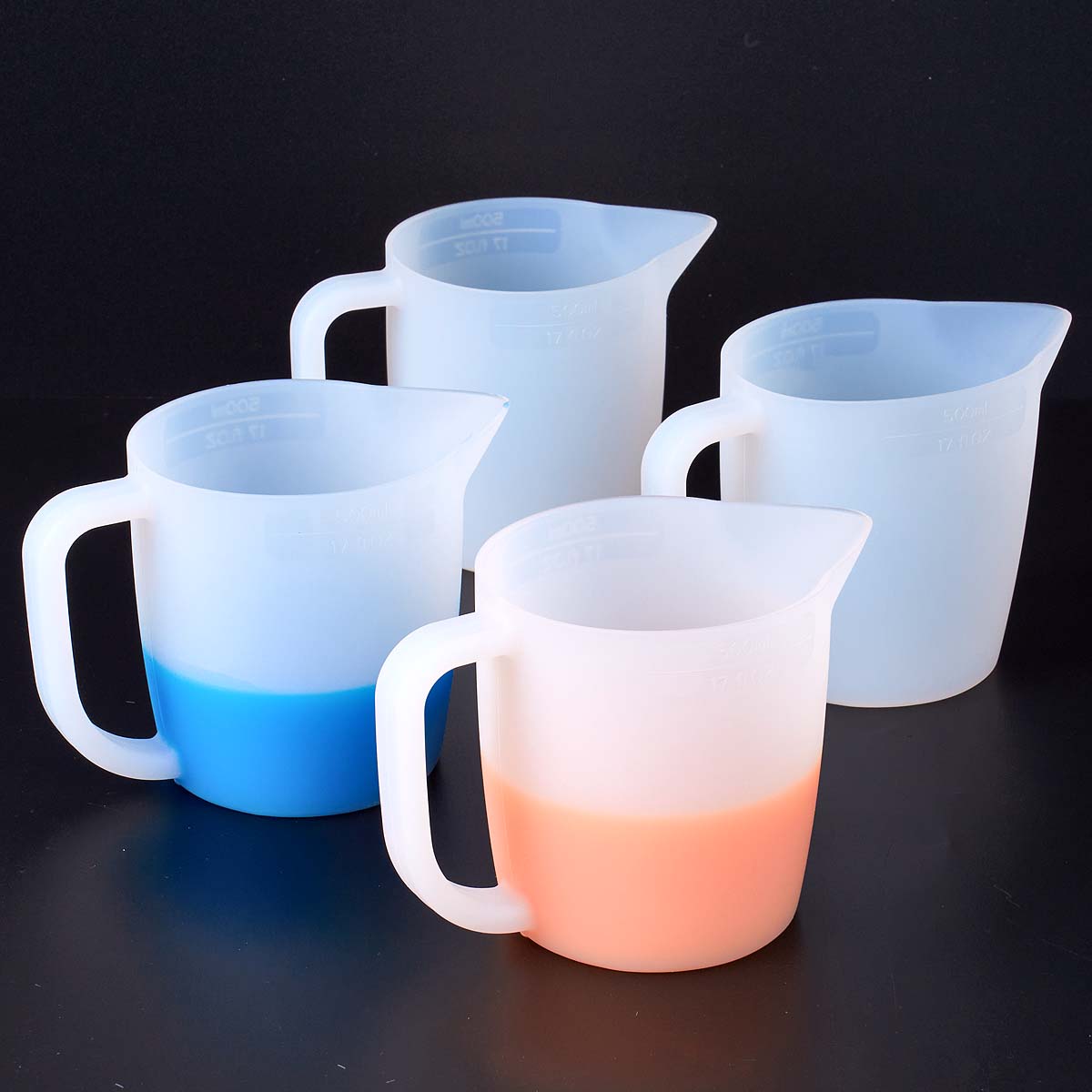 Resin Mixing Cup - 500ML ถ้วยตวงซิลิโคนพร้อมที่จับสําหรับ DIY ผสมอีพ็อกซี่เรซิ่นเม็ดสีหัตถกรรมทําเครื่องมือนํากลับมาใช้ใหม่ทําความสะอาดง่ายขนาดถ้วย