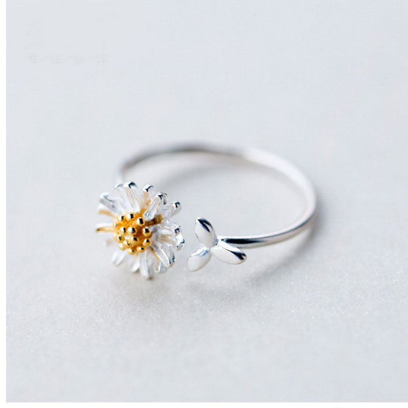 Resin Art Ring - 2021 ฤดูใบไม้ผลิใหม่สีขาวEnamel Daisyดอกไม้VINTAGE Elegant Simpleเปิดแหวนผู้หญิงเครื่องประดับของขวัญ