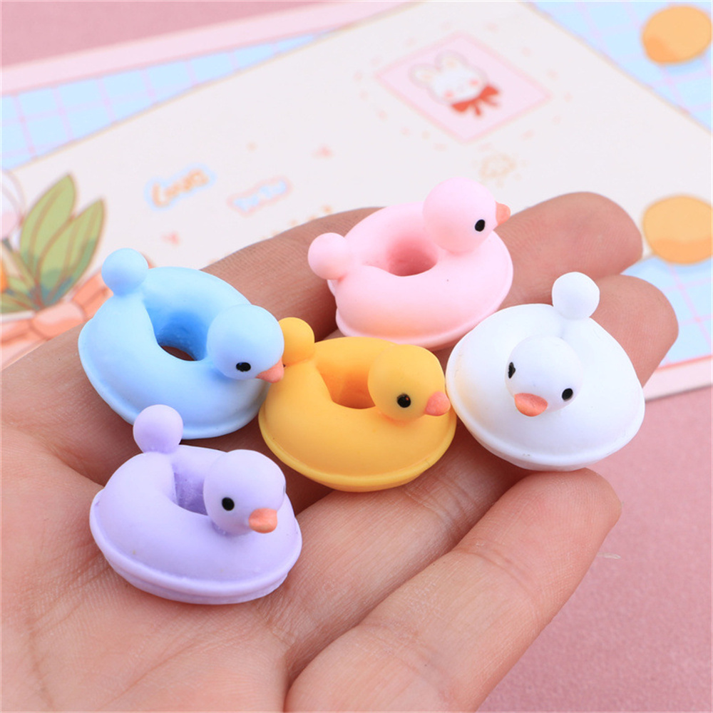 Resin Art Ring - 20Pcs การ์ตูนเป็ดห่วงว่ายน้ำ DIY กลับเรซิ่น Cabochon Scrapbook
