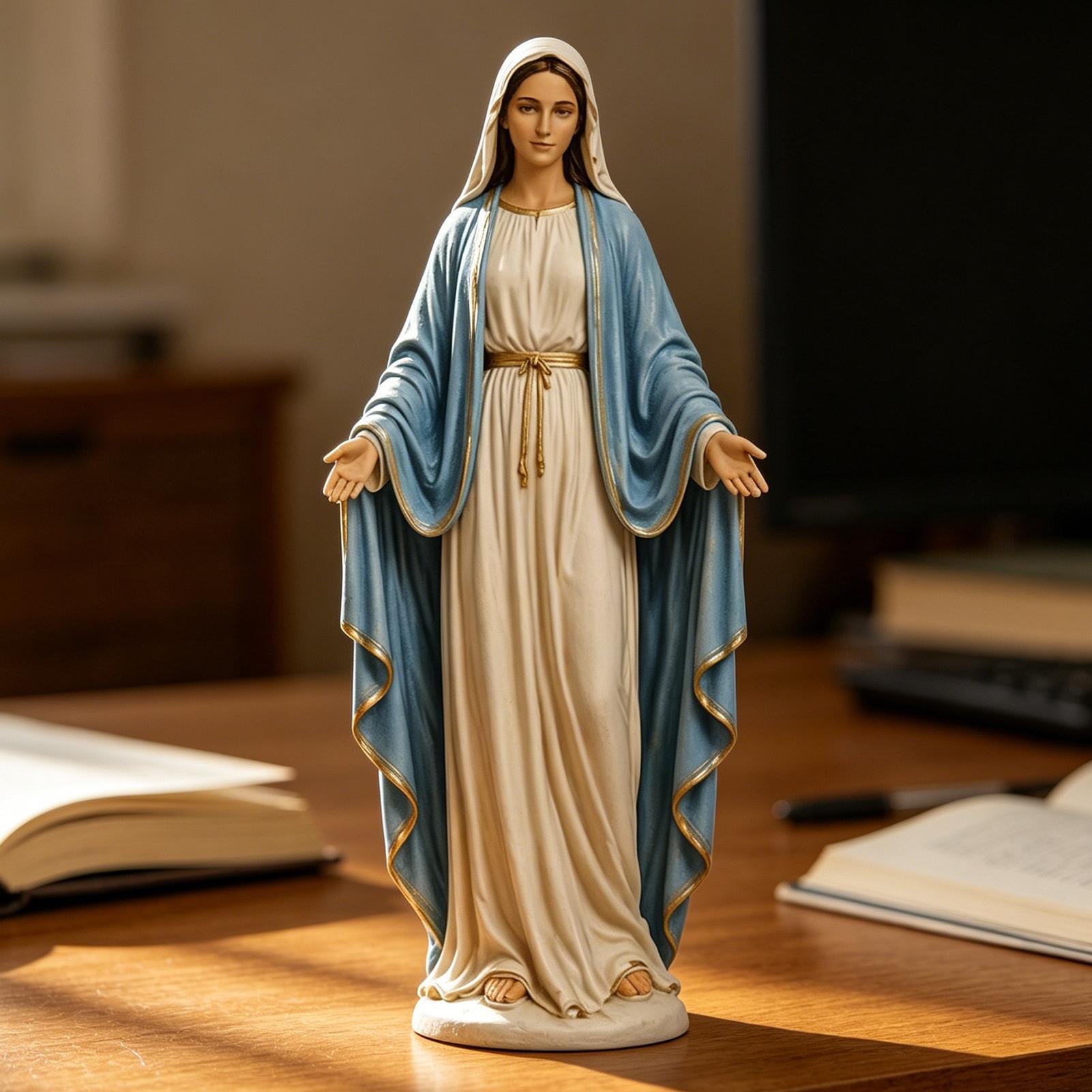 Resin Art Mary - รูปปั้นพระแม่มารีสำหรับตั้งโต๊ะ ของตกแต่งทางศาสนา งานฝีมือเรซิ่น ของประดับตกแต่ง งานศิลปะ เหมาะสำหรับวางในห้องนั่งเล่น