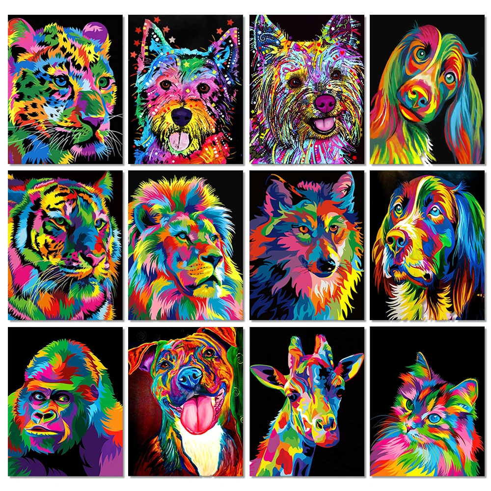 Resin Art All - 5D DIY เพชรภาพวาดสัตว์สิงโตแมว Tiger Cross Stitch