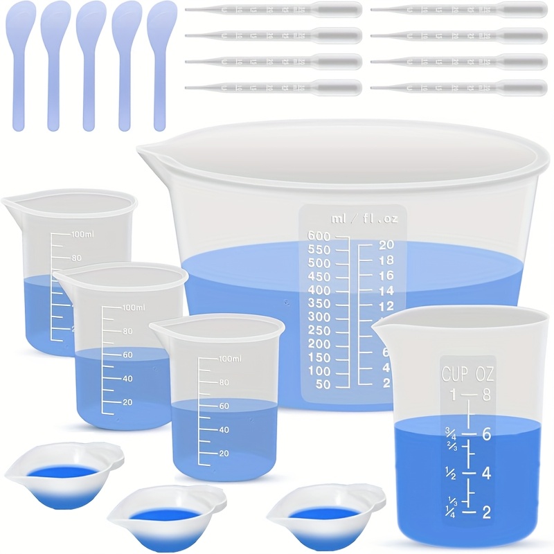 Resin Mixing Cup - ถ้วยผสมเรซิ่นซิลิโคนสำหรับอุปกรณ์เรซิ่น, ถ้วยขนาด 600 มล./20 ออนซ์, ถ้วยซิลิโคนแบบหนาขนาด