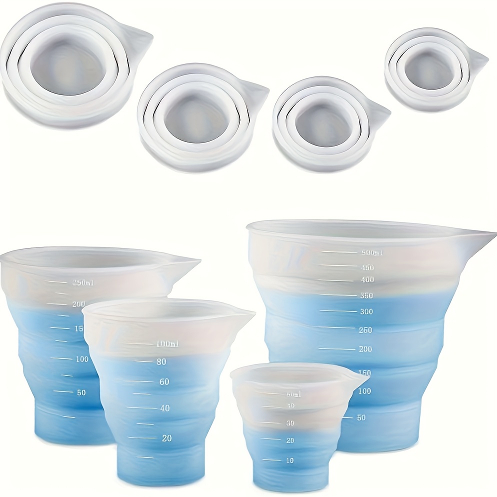 Resin Mixing Cup - ถ้วยตวงซิลิโคนพับได้ขนาด 50-500 มล. ภาชนะบรรจุของเหลวแบบพกพาหลายขนาด ถ้วยผสมซิลิโคนสำหรับงาน DIY
