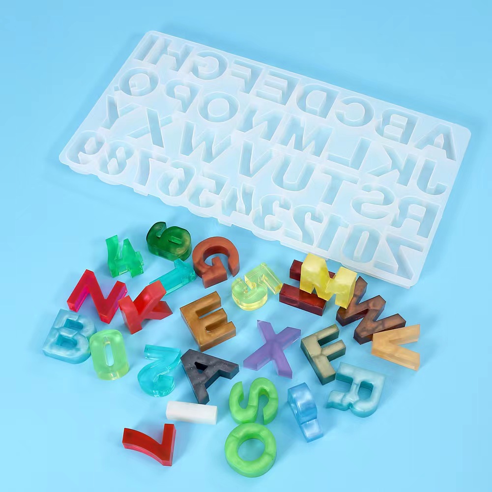 Resin Art Alphabet - บ้าน DIY Decor 1PC คริสตัลอีพ็อกซี่เรซินแม่พิมพ์ซิลิโคนขนาดเล็ก/ขนาดใหญ่ตัวอักษรตัวอักษรจํานวนหล่อนุ่มอเนกประสงค์เบเกอรี่แม่พิมพ์