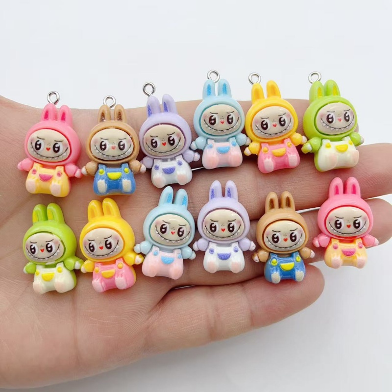 Resin Art Jewelry Kit - ชาร์มเรซิ่นรูปบ้านกระต่ายสตรอว์เบอร์รี่น่ารัก 10 ชิ้น จี้รูปสัตว์การ์ตูนน่ารักสำหรับต่างหู พวงกุญแจ ทำเครื่องประดับ