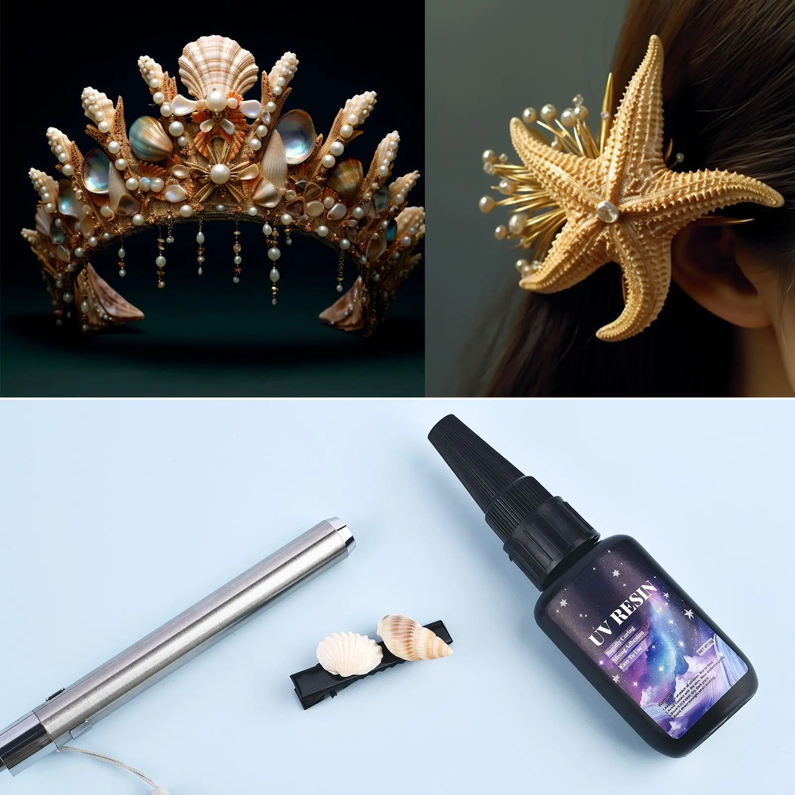Resin Art Products - กาวเรซิ่น UV แห้งเร็ว 25 กรัม พร้อมแสงเชื่อมสำหรับงานแก้ว
