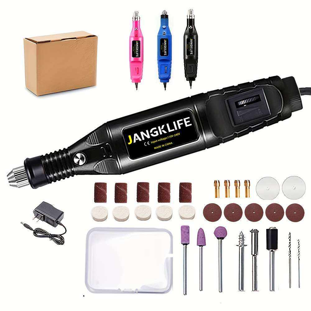 Resin Art Drill Machine - JANGKLIFE 9V มินิสว่านไฟฟ้าแกะสลักปากกาความเร็วตัวแปรโรตารีชุดเครื่องมือแกะสลักสําหรับบดขัด
