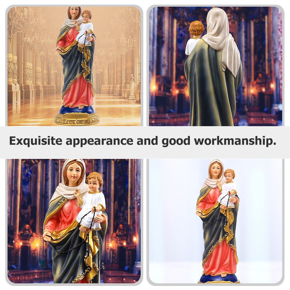 Resin Art Mary - รูปปั้นพระแม่มารีเรซิน ของตกแต่งศิลปะบนโต๊ะทำงาน รูปปั้นคาทอลิกขนาดเล็ก ของตกแต่งบ้านและสำนักงาน