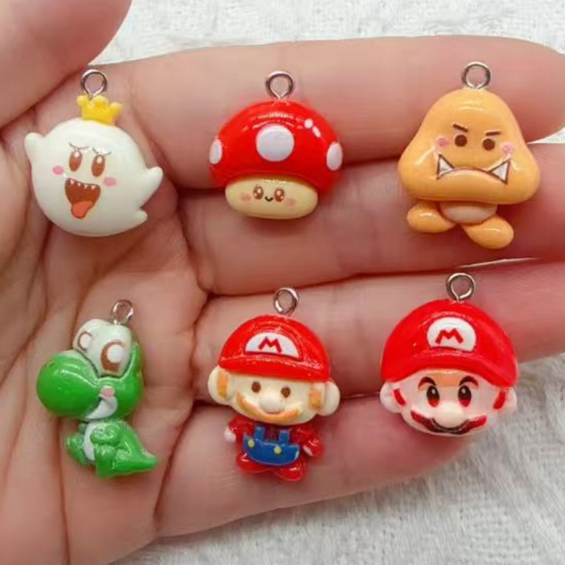 Resin Art Jewelry Kit - จี้การ์ตูนเรซิน 10 ชิ้น, อุปกรณ์ทำเครื่องประดับ DIY, ต่างหู,
