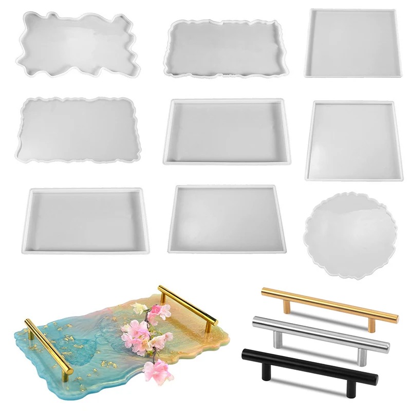 Resin Art Products - ถาดอีพ็อกซี่เรซินแม่พิมพ์ซิลิโคน DIY สี่เหลี่ยมผืนผ้าขนาดใหญ่ชา Coaster เรซินแม่พิมพ์สําหรับตกแต่งบ้านหัตถกรรมอุปกรณ์ศิลปะ