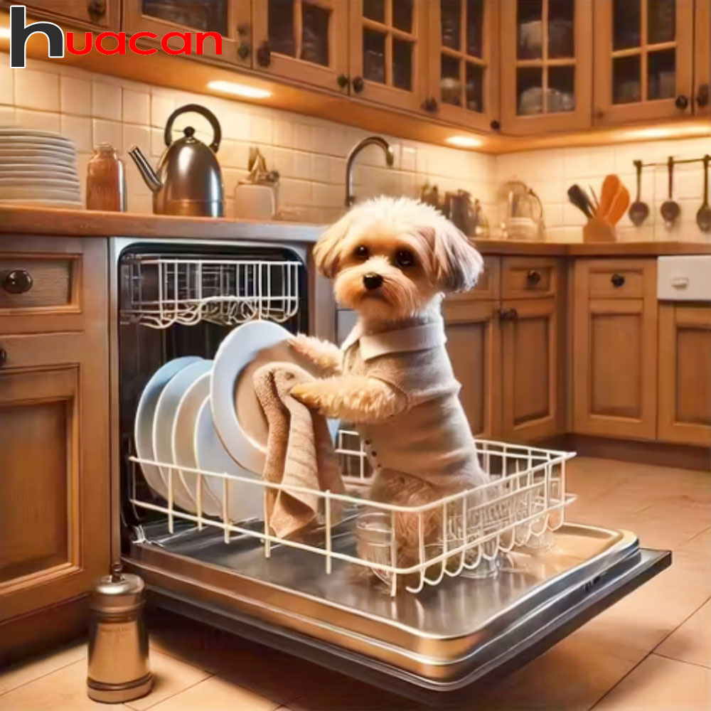 Resin Art Kitchen - ภาพเพชร Huacan รุ่นใหม่ล่าสุด ลายสุนัขน่ารัก งานศิลปะโมเสค 5