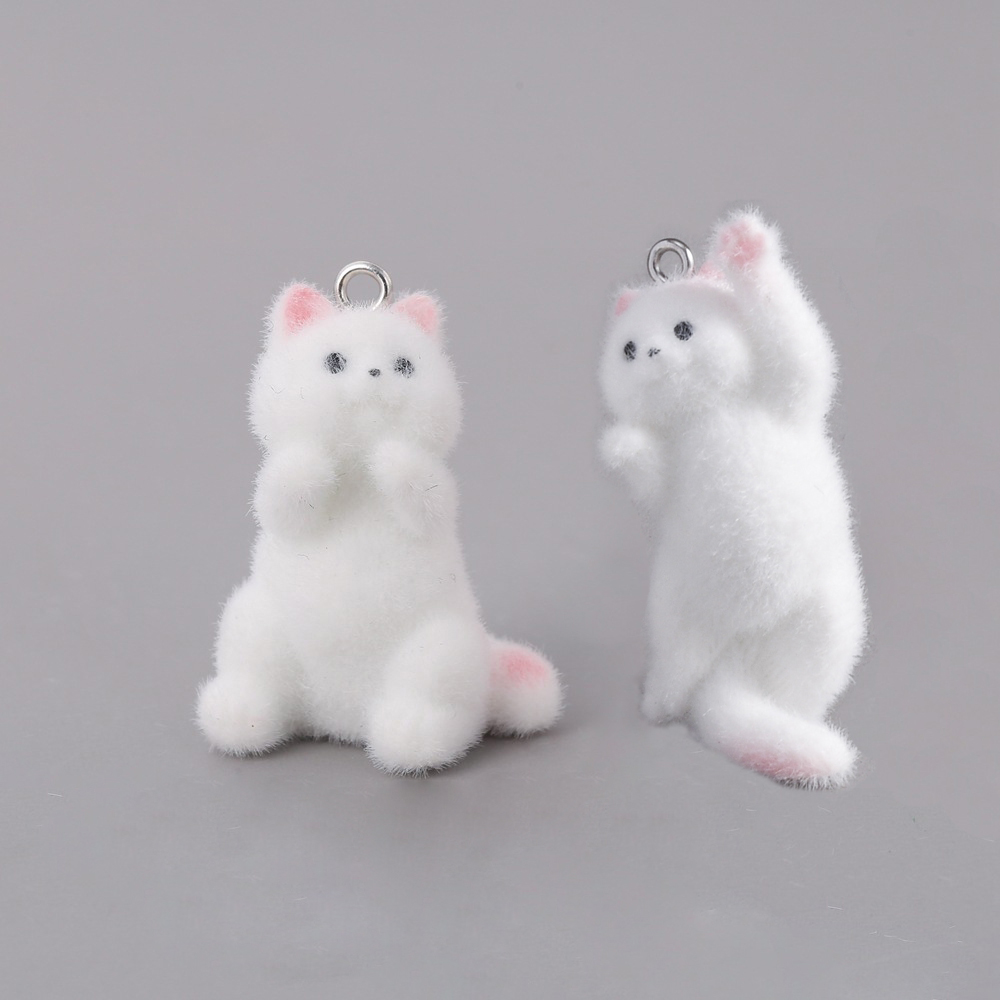 Resin Art Jewelry Kit - จี้เรซิ่นรูปแมวน้อย 2 ชิ้น สำหรับทำพวงกุญแจ สายคล้องโทรศัพท์ ต่างหู
