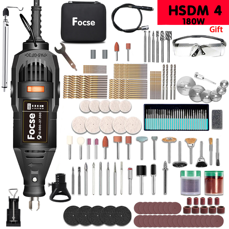 Resin Art Drill Machine - 180W ไฟฟ้ามินิเจาะแกะสลักโรตารี่เครื่องมือขัดเครื่องบดความเร็วตัวแปร Dremel ปากกาแกะสลักพร้อมอุปกรณ์เสริม