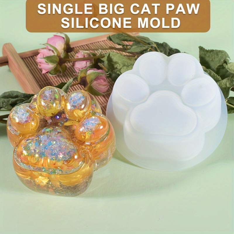 Resin Mixing Cup - แม่พิมพ์ซิลิโคนอุ้งเท้าแมวขนาดใหญ่ 1 ชิ้น, เทียน DIY ใช้งานได้、