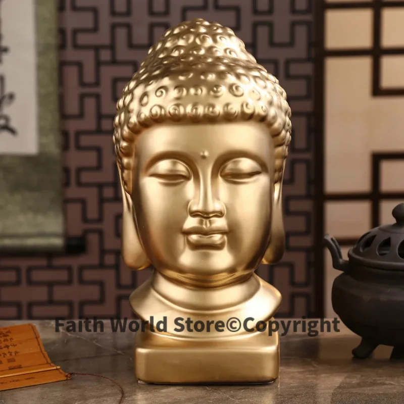Resin Art India - 24 ซม.ขนาดใหญ่-ด้านบนที่มีประสิทธิภาพบ้านครอบครัวป้องกัน Bless ปลอดภัยโชคดีพระพุทธรูป-เอเชียตะวันออกเฉียงใต้ทองประดับพระพุทธรูปศิลปะรูปปั้น