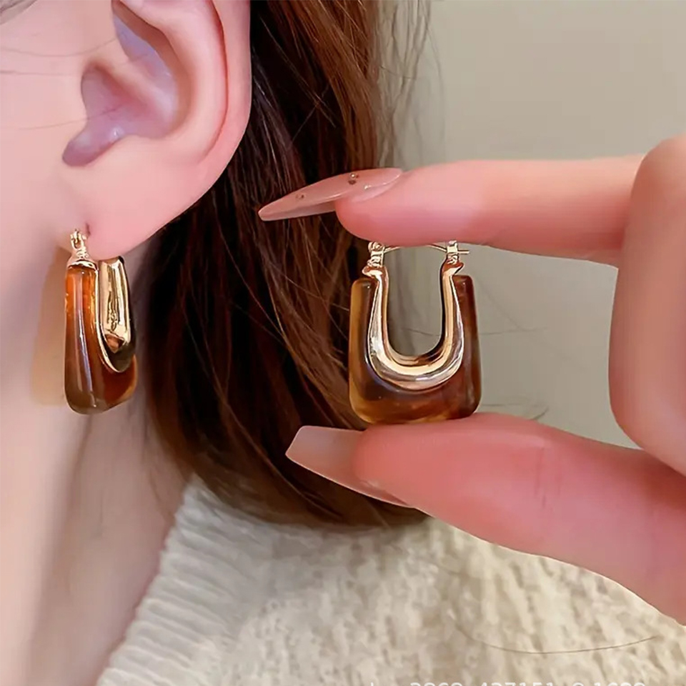 ต่างหูห่วงรูปตัวยูสไตล์วินเทจแ - Resin Art Ring บทวิจารณ์และราคา
